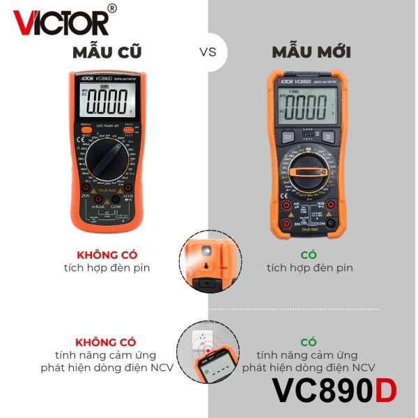 đồng hồ vạn năng VICTOR VC890D Mẫu mới, đồng hồ vạn năng giá rẻ VICTOR VC 890D, VICTOR VC890D True RMS Digital Multimeter