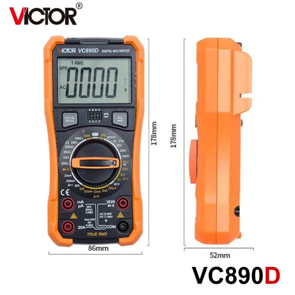 đồng hồ vạn năng VICTOR VC890D Mẫu mới, đồng hồ vạn năng giá rẻ VICTOR VC 890D, VICTOR VC890D True RMS Digital Multimeter