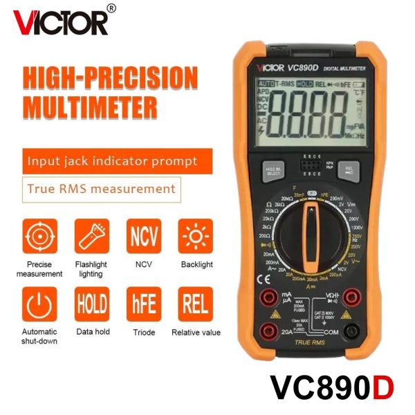 đồng hồ vạn năng VICTOR VC890D Mẫu mới, đồng hồ vạn năng giá rẻ VICTOR VC 890D, VICTOR VC890D True RMS Digital Multimeter