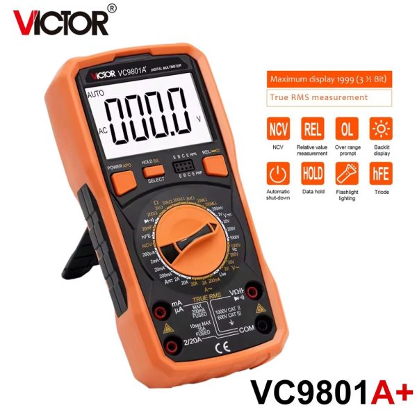 đồng hồ vạn năng VICTOR VC9801A+ True RMS, đồng hồ vạn năng điện tử VICTOR VC 9801A True-RMS, VICTOR VC9801A+ True-RMS Multimeter