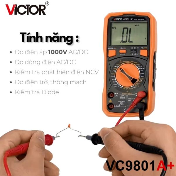 đồng hồ vạn năng VICTOR VC9801A+ True RMS, đồng hồ vạn năng điện tử VICTOR VC 9801A True-RMS, VICTOR VC9801A+ True-RMS Multimeter