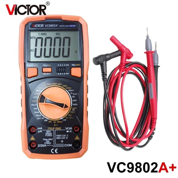 đồng hồ vạn năng VICTOR VC9802A+ True RMS, đồng hồ vạn năng điện tử VICTOR VC 9802A True-RMS, VICTOR VC 9802A+ Multimeter