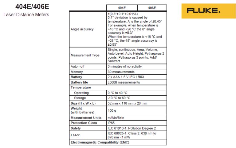 Hướng dẫn sử dụng Thước đo Laser FLUKE 404E/406E Hướng dẫn sử dụng thước đo laser FLUKE 404E và 406E tiếng Việt, cách dùng máy đo khoảng cách laser Fluke 404E/406E, Fluke 404E/406E Laser Distance Meter Users Manual