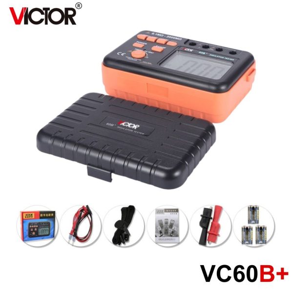 Máy đo điện trở cách điện VICTOR VC60B+, máy kiểm tra điện trở cách điện kỹ thuật số VICTOR VC60B plus, VICTOR VC60B+ digital insulation tester