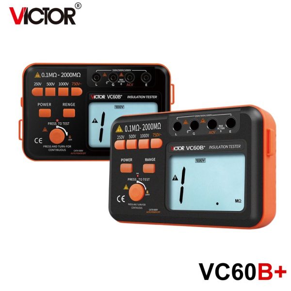 Máy đo điện trở cách điện VICTOR VC60B+, máy kiểm tra điện trở cách điện kỹ thuật số VICTOR VC60B plus, VICTOR VC60B+ digital insulation tester