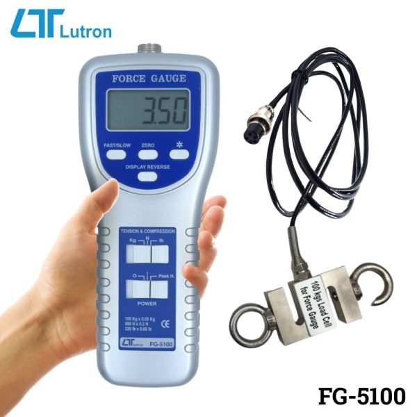 Máy đo lực Kéo và Nén LUTRON FG-5100 (100Kg) Máy đo lực kéo LUTRON FG-5100 (100Kg), máy đo lực kéo và lực nén LUTRON FG 5100, LUTRON FG-5100 Force Gauge
