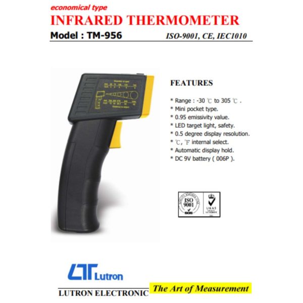 máy đo nhiệt độ hồng ngoại LUTRON TM-956 giá rẻ, nhiệt kế hồng ngoại LUTRON TM956, LUTRON TM 956 Infrared Thermometer