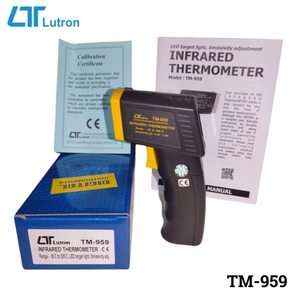 máy đo nhiệt độ hồng ngoại LUTRON TM-959 mini bỏ túi, máy đo nhiệt độ hồng ngoại điều chỉnh được độ phát xạ LUTRON TM 959, LUTRON TM-959 Infrared Thermometer