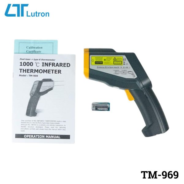 Máy đo nhiệt độ hồng ngoại LUTRON TM-969 (1000℃) 2 trong 1, máy đo nhiệt độ tiếp xúc và không tiếp xúc LUTRON TM969, LUTRON TM 969 Infrared Thermometer