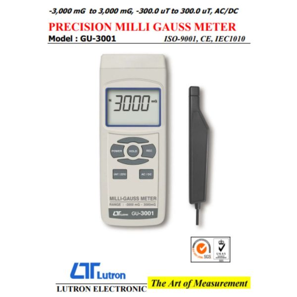 Máy đo từ trường LUTRON GU-3001, Máy đo điện từ trường nam châm AC/DC LUTRON GU3001, Lutron GU-3001 Precision Milli gauss Meter