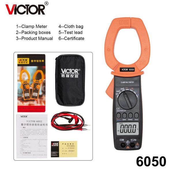 Ampe kìm VICTOR 6050 đo dòng lớn AC/DC 2000A, Ampe kìm AC/DC VICTOR-6050, VICTOR 6050 Digital Clamp Multimeter