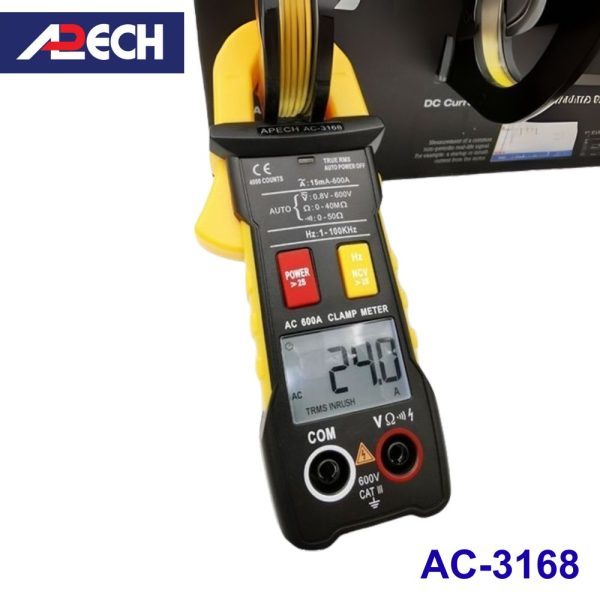 Ampe kìm APECH AC-3168 True-RMS đo dòng AC (600A), Ampe kìm giá rẻ APECH AC3168 True RMS, APECH AC 3168 True-RMS Digital Clamp Meter