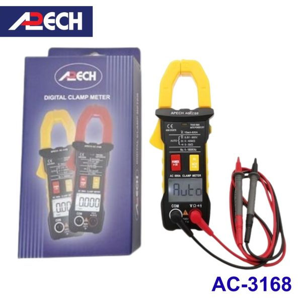 Ampe kìm APECH AC-3168 True-RMS đo dòng AC (600A), Ampe kìm giá rẻ APECH AC3168 True RMS, APECH AC 3168 True-RMS Digital Clamp Meter