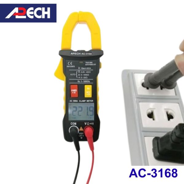 Ampe kìm APECH AC-3168 True-RMS đo dòng AC (600A), Ampe kìm giá rẻ APECH AC3168 True RMS, APECH AC 3168 True-RMS Digital Clamp Meter