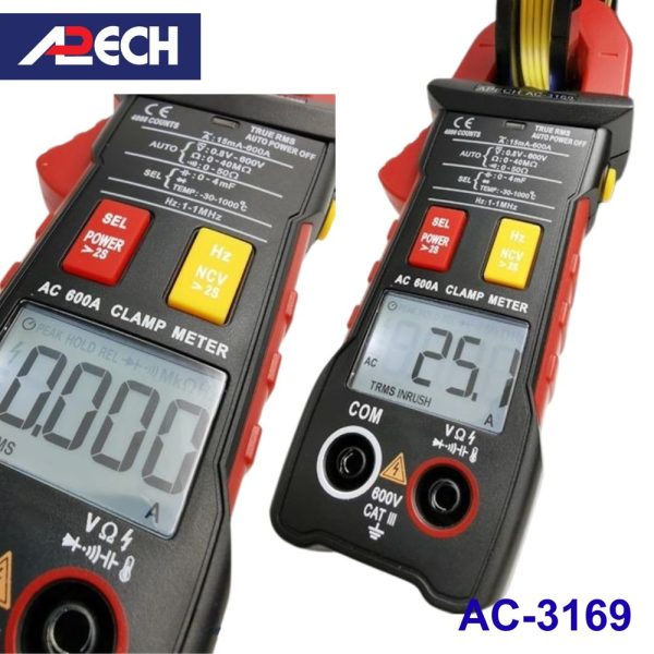 Ampe kìm APECH AC-3169 True-RMS đo dòng AC (1000A), Ampe kìm giá rẻ APECH AC3169 TrueRMS, APECH AC 3169 True RMS Digital Clamp Meter