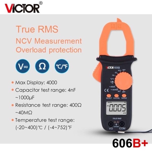 Ampe kìm VICTOR 606B+ True RMS, Ampe kìm kỹ thuật số VICTOR 606B True-RMS, VICTOR 606B+ Digital Clamp Meter