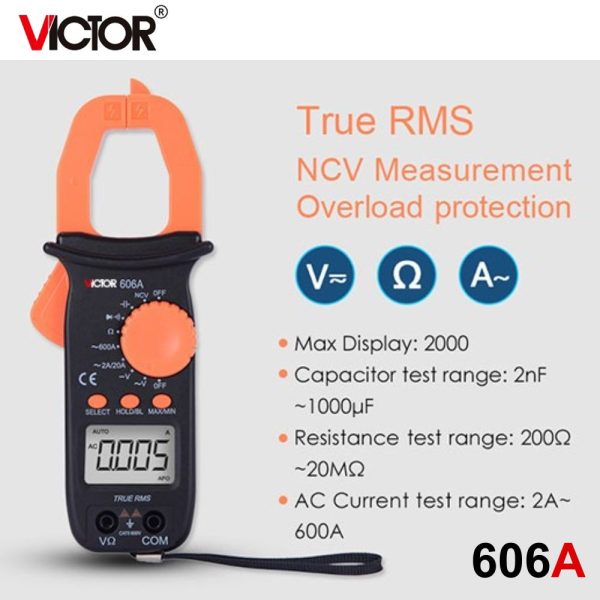 Ampe kìm VICTOR 606A+ True RMS, Ampe kìm kỹ thuật số VICTOR 606A True-RMS, VICTOR 606A+ Digital Clamp Meter