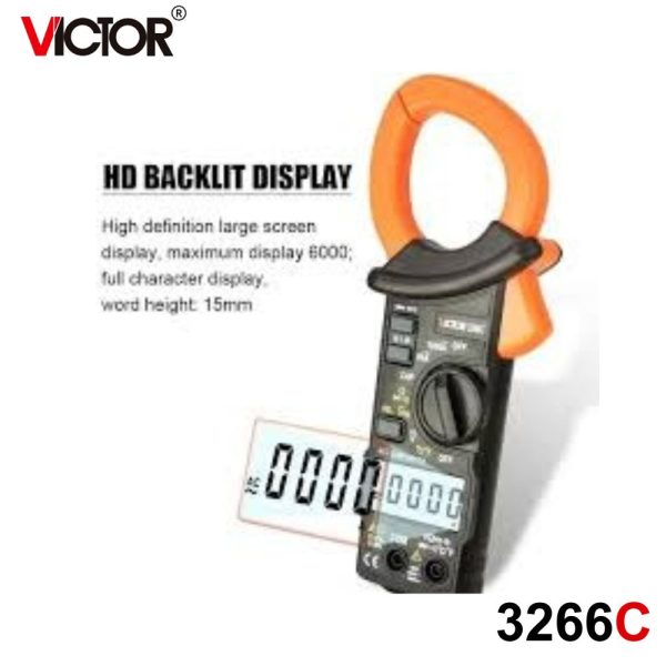 Ampe kìm cỡ lớn VICTOR 3266C kỹ thuật số đo dòng AC 1000A, Ampe kìm loại lớn VICTOR-3266C, VICTOR 3266C Large Caliber Digital Clamp Meter