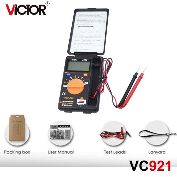 Đồng hồ vạn năng bỏ túi VICTOR VC921 True-RMS, đồng hồ vạn năng VICTOR VC 921 True RMS, VICTOR VC921 True-RMS Foldable Mini Palm VICTOR Digital Multimeter