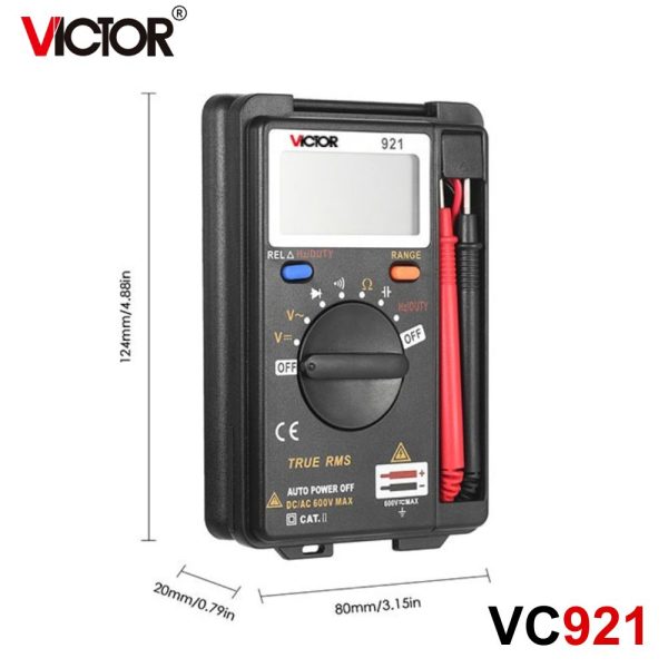 Đồng hồ vạn năng bỏ túi VICTOR VC921 True-RMS, đồng hồ vạn năng VICTOR VC 921 True RMS, VICTOR VC921 True-RMS Foldable Mini Palm VICTOR Digital Multimeter