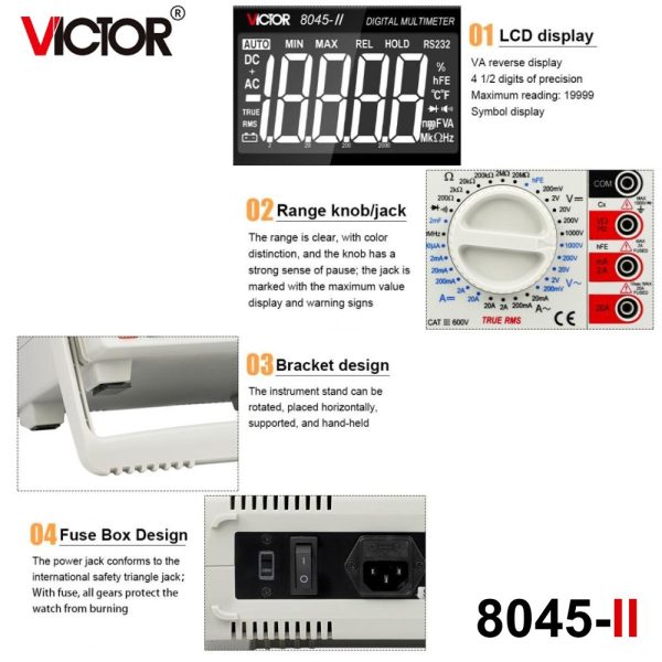 Đồng hồ vạn năng để bàn VICTOR VC8045-II True-RMS, đồng hồ vạn năng kỹ thuật số để bàn VICTOR 8045 II True RMS, VICTOR VC 8045-II Digital Bench Multimeter