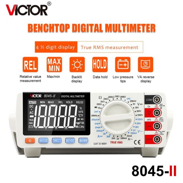 Đồng hồ vạn năng để bàn VICTOR VC8045-II True-RMS, đồng hồ vạn năng kỹ thuật số để bàn VICTOR 8045 II True RMS, VICTOR VC 8045-II Digital Bench Multimeter