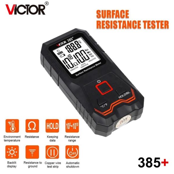 Máy đo điện trở bề mặt VICTOR 385+ (RuoShui 385+), thiết bị kiểm tra điện trở bề mặt VICTOR 385+, VICTOR 385 + Surface Resistance Meter