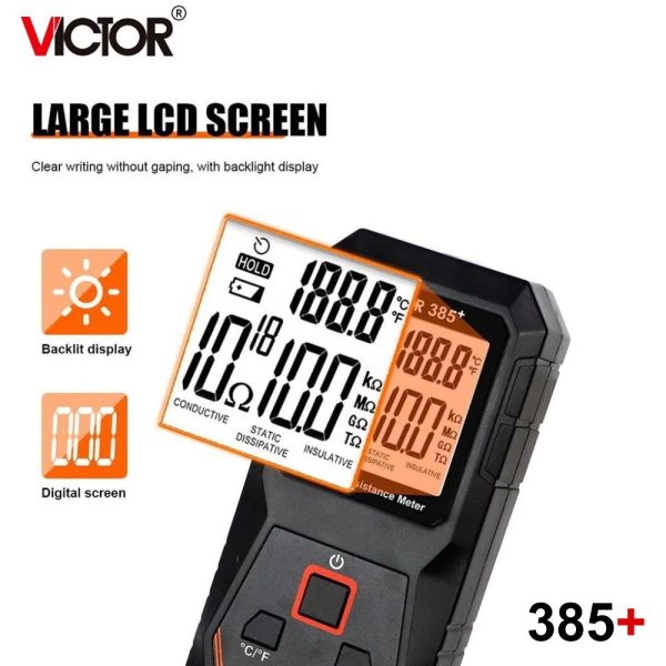 Máy đo điện trở bề mặt VICTOR 385+ (RuoShui 385+), thiết bị kiểm tra điện trở bề mặt VICTOR 385+, VICTOR 385 + Surface Resistance Meter
