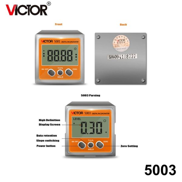 Máy đo độ nghiêng điện tử VICTOR 5003 Digital Inclinometer, thước đo độ nghiêng kỹ thuật số VICTOR-5003, VICTOR 5003 Digital Inclinometer