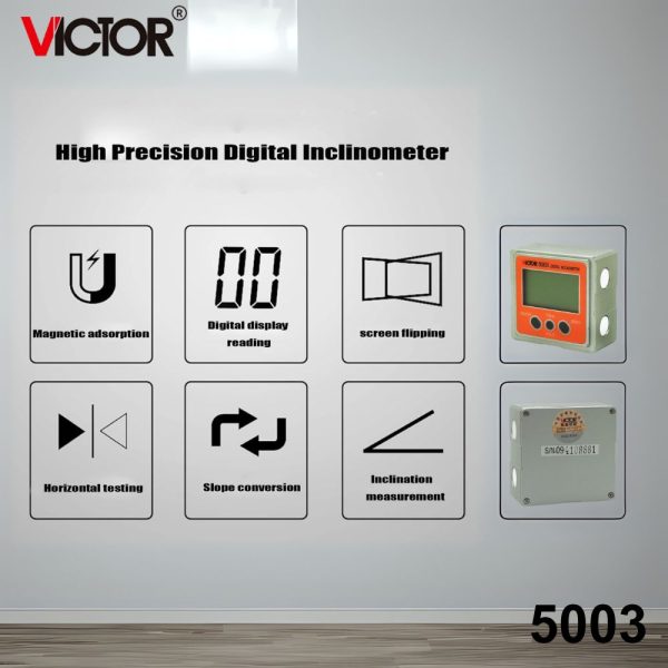 Máy đo độ nghiêng điện tử VICTOR 5003 Digital Inclinometer, thước đo độ nghiêng kỹ thuật số VICTOR-5003, VICTOR 5003 Digital Inclinometer