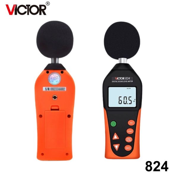 Máy đo độ ồn VICTOR 824 kỹ thuật số cầm tay, thiết bị đo âm thanh VICTOR-824, VICTOR 824 Digital Sound Level Meter