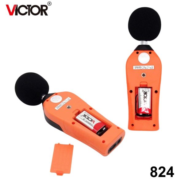 Máy đo độ ồn VICTOR 824 kỹ thuật số cầm tay, thiết bị đo âm thanh VICTOR-824, VICTOR 824 Digital Sound Level Meter
