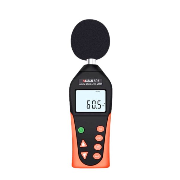 Máy đo độ ồn VICTOR 824 kỹ thuật số cầm tay, thiết bị đo âm thanh VICTOR-824, VICTOR 824 Digital Sound Level Meter