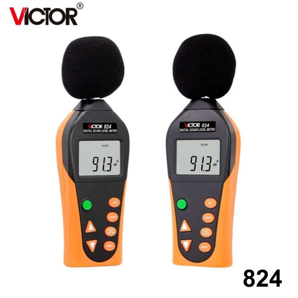 Máy đo độ ồn VICTOR 824 kỹ thuật số cầm tay, thiết bị đo âm thanh VICTOR-824, VICTOR 824 Digital Sound Level Meter