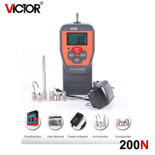 Máy đo lực kéo và nén VICTOR 200N (20kg), máy đo lực căng và lực đẩy VICTOR-200N kỹ thuật số cầm tay, VICTOR 200N Digital Force Gauge
