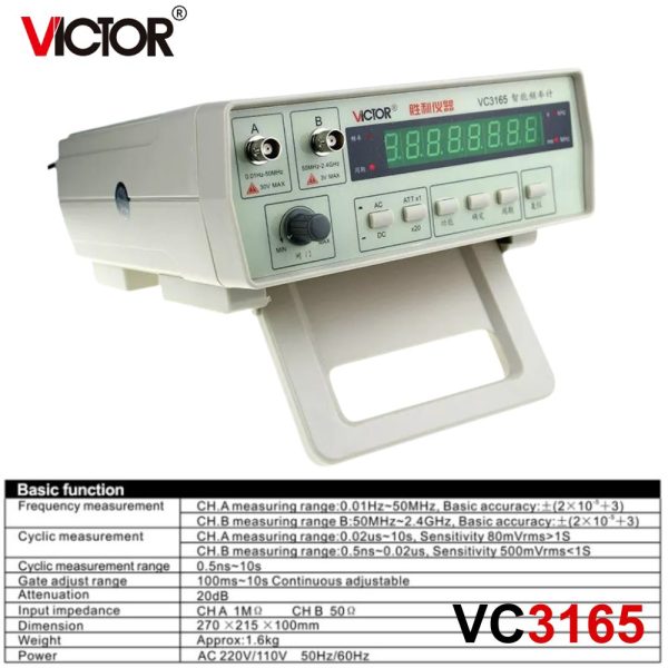 Máy đo tần số VICTOR VC3165 kỹ thuật số đa năng để bàn, máy đếm tần số VICTOR VC-3165, VICTOR VC 3165 Frequency Counter