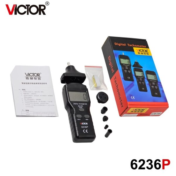 máy đo tốc độ vòng quay VICTOR 6236P 2 trong 1, máy đo tốc độ laser không tiếp xúc và tiếp xúc VICTOR-6236P, VICTOR 6236P Digital Photo and contact tachometer