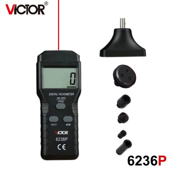 máy đo tốc độ vòng quay VICTOR 6236P 2 trong 1, máy đo tốc độ laser không tiếp xúc và tiếp xúc VICTOR-6236P, VICTOR 6236P Digital Photo and contact tachometer