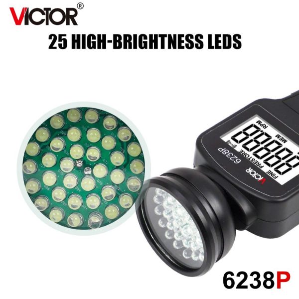 Máy đo tốc độ vòng quay VICTOR 6238P Stroboscope đèn chớp, đèn Stroboscope đo tốc độ vòng quay VICTOR 6238P, VICTOR-6238P Digital Stroboscope Tachometer