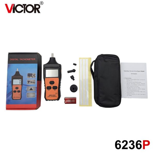 máy đo tốc độ vòng quay VICTOR 6236P 2 trong 1, máy đo tốc độ laser không tiếp xúc và tiếp xúc VICTOR-6236P, VICTOR 6236P Digital Photo and contact tachometer