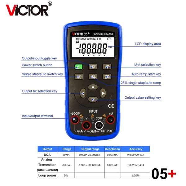 Máy hiệu chuẩn vòng lặp VICTOR 05+ Loop Calibrator (4-20mA), bộ phát dòng VICTOR 05+, VICTOR RuoShui 05+ Loop Calibrator