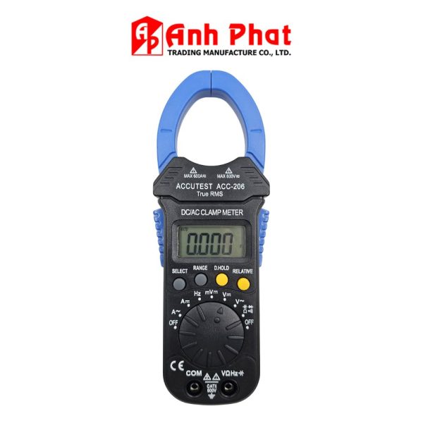 Ampe kìm ACCUTEST ACC-206 True-RMS đo dòng AC/DC (600A), Ampe kìm giá rẻ ACCUTEST ACC 206 True RMS, ACCUTEST ACC-206 True-RMS Digital AC/DC Clamp Meter