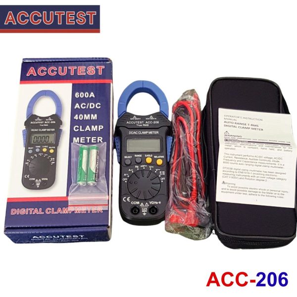 Ampe kìm ACCUTEST ACC-206 True-RMS đo dòng AC/DC (600A), Ampe kìm giá rẻ ACCUTEST ACC 206 True RMS, ACCUTEST ACC-206 True-RMS Digital AC/DC Clamp Meter