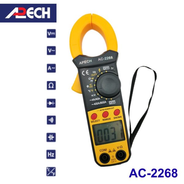 Ampe kìm APECH AC-2268 True-RMS đo dòng AC (600A), Ampe kìm giá rẻ APECH AC2268 True RMS, APECH AC 2268 True-RMS Digital Clamp Meter