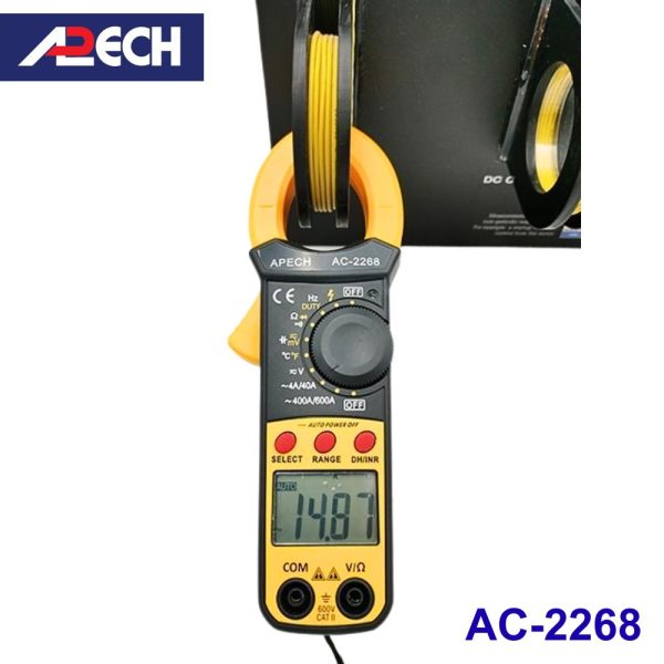 Ampe kìm APECH AC-2268 True-RMS đo dòng AC (600A), Ampe kìm giá rẻ APECH AC2268 True RMS, APECH AC 2268 True-RMS Digital Clamp Meter