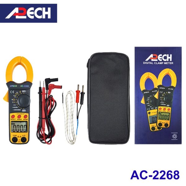 Ampe kìm APECH AC-2268 True-RMS đo dòng AC (600A), Ampe kìm giá rẻ APECH AC2268 True RMS, APECH AC 2268 True-RMS Digital Clamp Meter