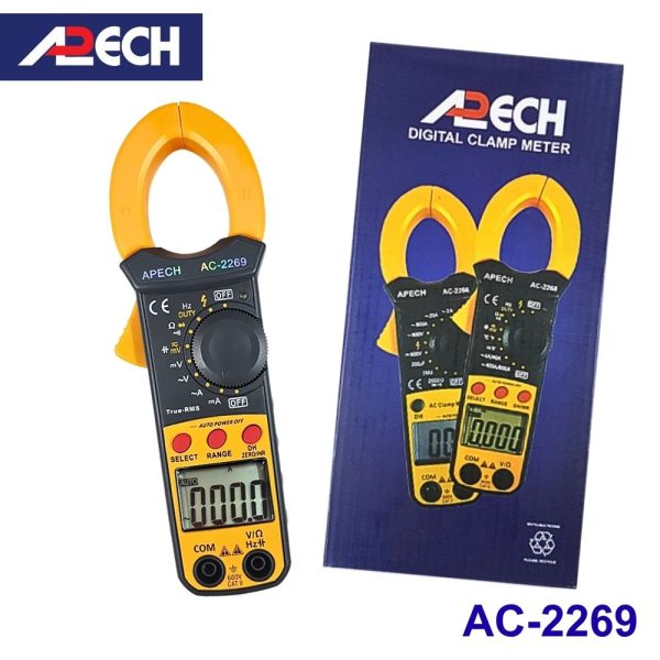 Ampe kìm APECH AC-2269 True-RMS đo dòng AC/DC (600A), Ampe kìm AC/DC APECH AC2269 True RMS, APECH AC 2269 True-RMS Digital Clamp Meter