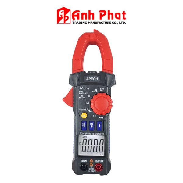 Ampe kìm APECH AC-233 True-RMS đo dòng AC (600A), Ampe kìm AC APECH AC233 True-RMS, APECH AC 233 True-RMS Digital Clamp Meter