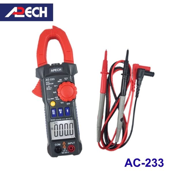 Ampe kìm APECH AC-233 True-RMS đo dòng AC (600A), Ampe kìm AC APECH AC233 True-RMS, APECH AC 233 True-RMS Digital Clamp Meter