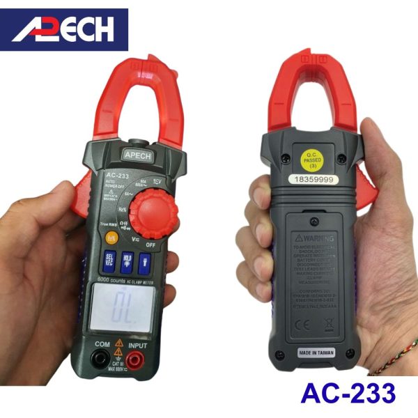 Ampe kìm APECH AC-233 True-RMS đo dòng AC (600A), Ampe kìm AC APECH AC233 True-RMS, APECH AC 233 True-RMS Digital Clamp Meter